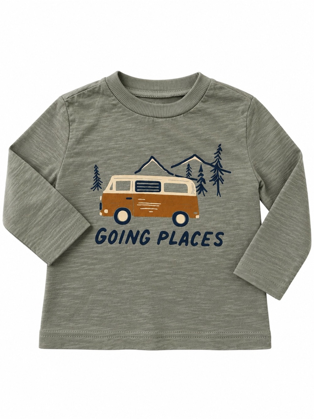 Little Planet Organic Olive Green 'Going Places' Camper Graphic Long-Sleeve Tee